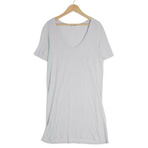 ◆良品◆ T by ALEXANDER WANG ティー バイ アレキサンダーワン 半袖 ロング カットソー Tシャツ チュニック グレー レディース S　3693k1