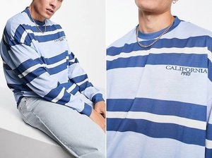 Asos オーバーサイズ ボーダー長袖Tシャツ ストライプ 90s facetasm 00-51