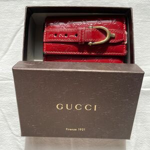 GUCCI グッチ マイクログッチシマ ベルト 6連 キーケース レッド