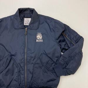 レア 非売品 SUNTORY BOSS ボスジャン フライトジャケット 刺繍 ロゴ MA-1 ネイビー 紺 ブルゾン ジャケット 3060288