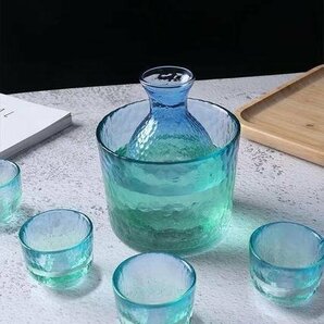 冷酒器 6点セット酒器 ガラス製 徳利 猪口 温燗 熱燗 焼酎 盃 冷酒 日本酒 清酒 とっくり 杯 食器 陶器プレゼント 酒燗器 保温器 おちょこの画像1