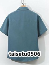 夏物 シャツ メンズ 五分袖シャツ アロハシャツ 無地 カジュアル ビジネス 大きいサイズ ブルー 2XL_画像2