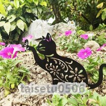 ガーデニングオブジェ　ガーデニングプレート 庭　園芸　ガーデンピック　アイアンプレート　猫_画像4