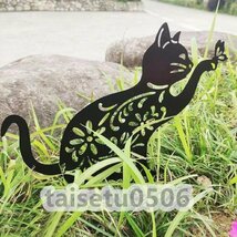 ガーデニングオブジェ　ガーデニングプレート 庭　園芸　ガーデンピック　アイアンプレート　猫_画像5