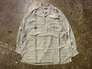 COMME des GARCONS HOMME PLUS 80s ボーダー柄 シルクシャツ ダブルポケット AD表記なし PB-050680 コムデギャルソンオムプリュス