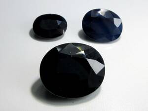 ルース サファイア 10.6ct&2.15ctブラック 3.8ctミッドナイトブルー 3石まとめてセット