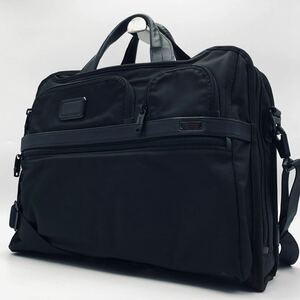 1円~ 極美品 TUMI トゥミ ALPHA2 メンズ 2way ビジネスバッグ ブリーフケース ショルダーバッグ 斜め掛け A4/PC収納可 レザー 本革 通勤 黒