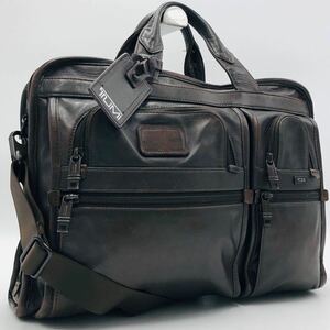 1円~【激レア 美品】 TUMI トゥミ オールレザー ナッパレザー 2way メンズ ビジネス ALPHA ショルダーバッグ ブリーフケース A4/PC可 茶