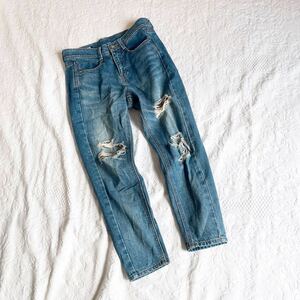  stylish Rose Bud ROSE BUD damage Denim S size 1 blue lady's bottoms beautiful line jeans damage processing pants 