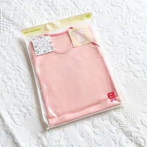 * новый товар * Uniqlo UNIQLO детский комбинезон 90 размер 13kg розовый одноцветный вырез лодочкой боди нижнее белье короткий рукав baby младенец 2 лет 24 месяцев 