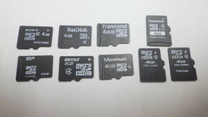Transcend　SONY　Panasonicなど　microSDHCメモリーカード　4GB　9枚セット　中古動作品　