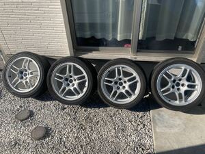 17×9J PCD114.3×5H +30 R33 スカイライン GT-R純正アルミホイール 4本 鍛造　タイヤ　ネオバ　ADVAN neova AD08R 255/40/17