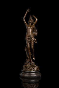 【永楽】ブロンズ像◇裸少女◇40cm名品置物彫刻銅像インテリア
