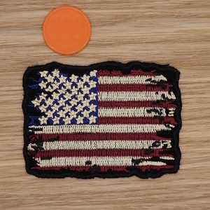 【Ｌサイズ】アイロンワッペン NO.1629 星条旗 ダメージ アメリカ ＵＳＡ 戦闘機 米軍 空軍 エアーフォース 【郵便定形】