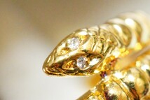 830 天然ダイヤモンド 蛇 リング 指輪 約17号 ヴィンテージ アクセサリー SILVER刻印 ビンテージ アンティーク 宝石 ダイヤ ゴールドカラー_画像5