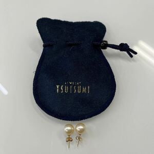 ※【JEWELRY TSUTSUMI/ジュエリーツツミ】大粒パールピアス 直径約8mm K18 18金 真珠 保存袋付き イヤーアクセサリー アクセサリー 