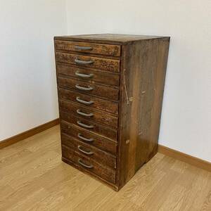  antique 10 cup wooden drawer natural wood / chest storage shelves document shelves wooden Vintage 