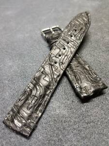 19mm 本物　パイソン革　時計ベルト マウイ模様　艶消し黒 裏側防水 genuine python leather