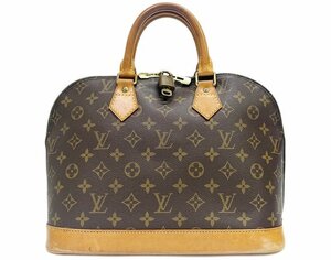 LOUIS VUITTON ルイ・ヴィトン M51130 アルマ モノグラム ハンドバッグ Wファスナー開閉 ブラウン系 ゴールド金具 レザー パドロック 鍵付