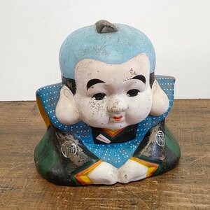 古い福助 陶器製 貯金箱 高さ20cm 置物 骨董 時代物　110805/SR17S