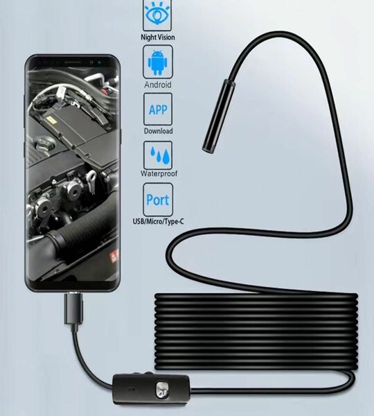 新品 2 メートル内視鏡カメラ 防水内視鏡 ボアスコープ アンドロイド USB
