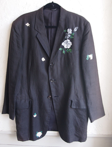 Yohji Yamamoto ヨウジヤマモト POUR　HOMME　かなり昔のレアな刺繍の素敵なジャケットです。※加工有りの為ご理解頂ける方のみ。送料無料