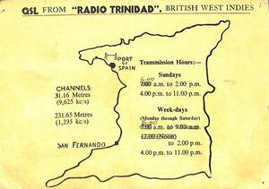 BCL* defect department * hard-to-find *beli card * middle rice *RADIO TRINIDAD* radio *tolinida-do* England . independent front *1950 year 