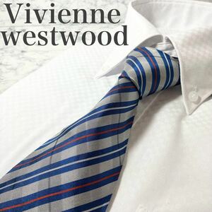 Vivienne Westwood　ヴィヴィアンウェストウッド　ネイビー　ストライプ　ネクタイ　オーブ柄　スーツ　ビジネス　装飾小物　1円スタート