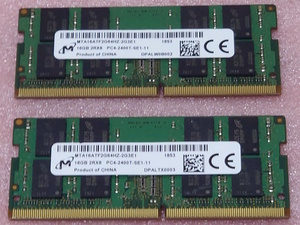 ◇Miron MTA16ATF2G64HZ-2G3E1 2枚セット *PC4-19200/DDR4-2400/PC4-2400T 260Pin DDR4 S.O.DIMM 32GB(16GB x2) 動作品