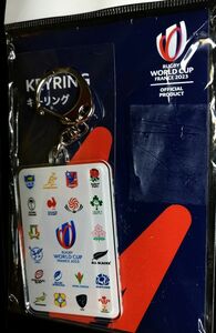 未使用品 ラグビーワールドカップ2023 フランス キーリング 公式グッズ キーホルダー スクエア 白 RUGBY WORLDCUP FRANCE KEYRING 未開封品