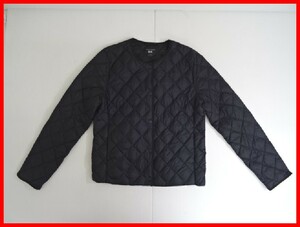 2311☆SD-1224☆UNIQLO ユニクロ WARM PADDED 長袖 ノーカラー ブラック Sサイズ 収納袋付き 中古品