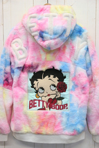 LOWBLOW KNUCKLE × BETTY BOOP ローズベティ刺繍 フェイクファーパーカ / L～XLサイズ / ローブローナックル ROSE BETTY ユニセックス_画像1