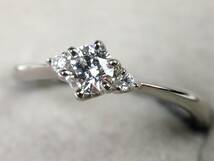 【2313A】鑑定書付き Pt900プラチナ 天然ダイヤモンド E/SI2/EX/0.188ct/0.02ct/2.4g リング 指輪 ♯7号_画像5