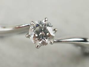 【2342M】鑑定書付き Pt950 天然ダイヤモンド E/VS-1/0.18ct/3.2g リング 指輪 ♯11号