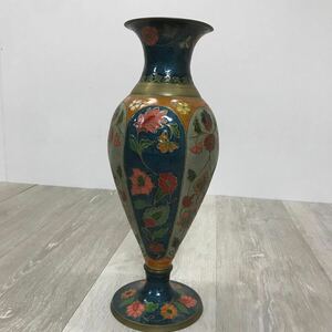 K102 七宝焼 花瓶 花器 ムガール王朝 フラワーベース 壺 インテリア 骨董品 置物 花 