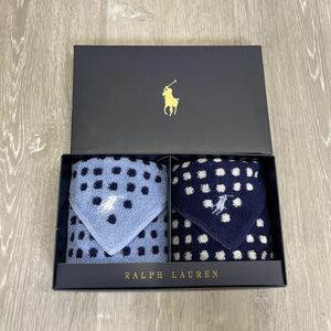 1302 未使用　RALPH LAUREN ハンドタオル 2種類　ブルー　ネイビー　ハンカチ　小物　メンズ　ラルフローレン　