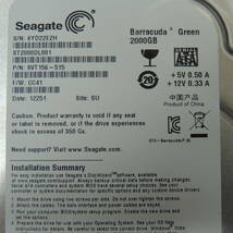 【検品済み/使用327時間】Seagate 2TB HDD ST2000DL001 管理:タ-82_画像4