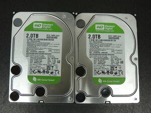 【2台まとめ売り/検品済み】WD 2TB HDD WD20EARS 【使用時間97h・134h】 管理:セ-19