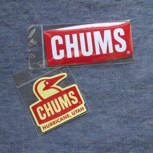 2枚セット CHUMS ステッカー CH62-1072 CH62-1124 RED 新品 防水素材