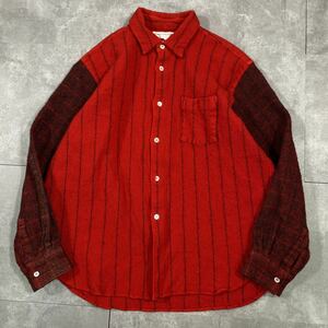 希少　COMME des GARCONS SHIRT コムデギャルソンシャツ　■90s 川久保玲　■縮絨 切り替え ドッキング　■長袖シャツ　■ヴィンテージ