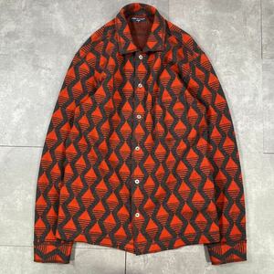 希少　COMME des GARCONS HOMME コムデギャルソンオム　■AD2004 渡辺淳弥　■製品洗い 加工　■幾何学 エスニック 柄　■長袖シャツ