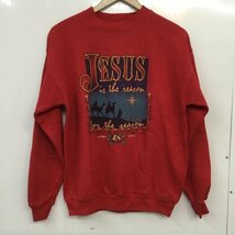 USED M 古着 トレーナー 長袖 スウェット 裏起毛 プリント Sweat Sweatshirt 赤 / レッド / 10062665_画像1