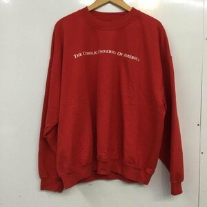 USED 表記無し 古着 トレーナー 長袖 スウェット 裏起毛 プリント Sweat Sweatshirt 赤 / レッド / 10062640