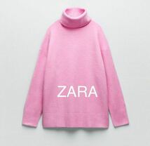 ZARA ザラ　タートルネック　ハイネック　ニット　セーター　オーバーサイズ　桃_画像1