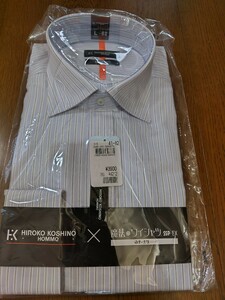 新品未使用タグ付 HIROCO KOSHINO 長袖ワイシャツ ワイドスプレッドカラー 41ー82 ゆうパック760円