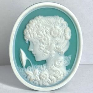 Schmidt(シュミット)作!!●ストーンカメオ13.6g● n 68ct 50.1×40.2mm 貴婦人 CAMEO 花 アンティーク stone 繊細 ルース 宝石 