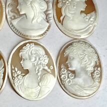 ●シェルカメオ6点おまとめ33g● n 165ct 裸石 ジュエリー jewelry shell cameo 貴婦人 ブローチ 彫刻 作家物 DA5_画像5