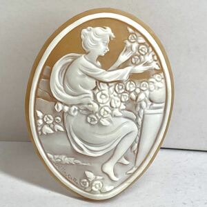 ●シェルカメオ10.1g●n 50.5ct 59.6×44.7mm 貴婦人 CAMEO 花 アンティーク stone 繊細 ルース 宝石 CE0