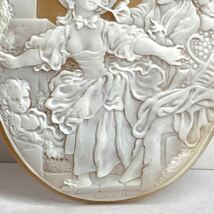 ●シェルカメオ23.4g●d 117ct 75.4×55.8mm 貴婦人 CAMEO 花 アンティーク stone 繊細 ルース 宝石 DA0_画像4