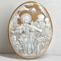 ●シェルカメオ23.4g●d 117ct 75.4×55.8mm 貴婦人 CAMEO 花 アンティーク stone 繊細 ルース 宝石 DA0_画像1